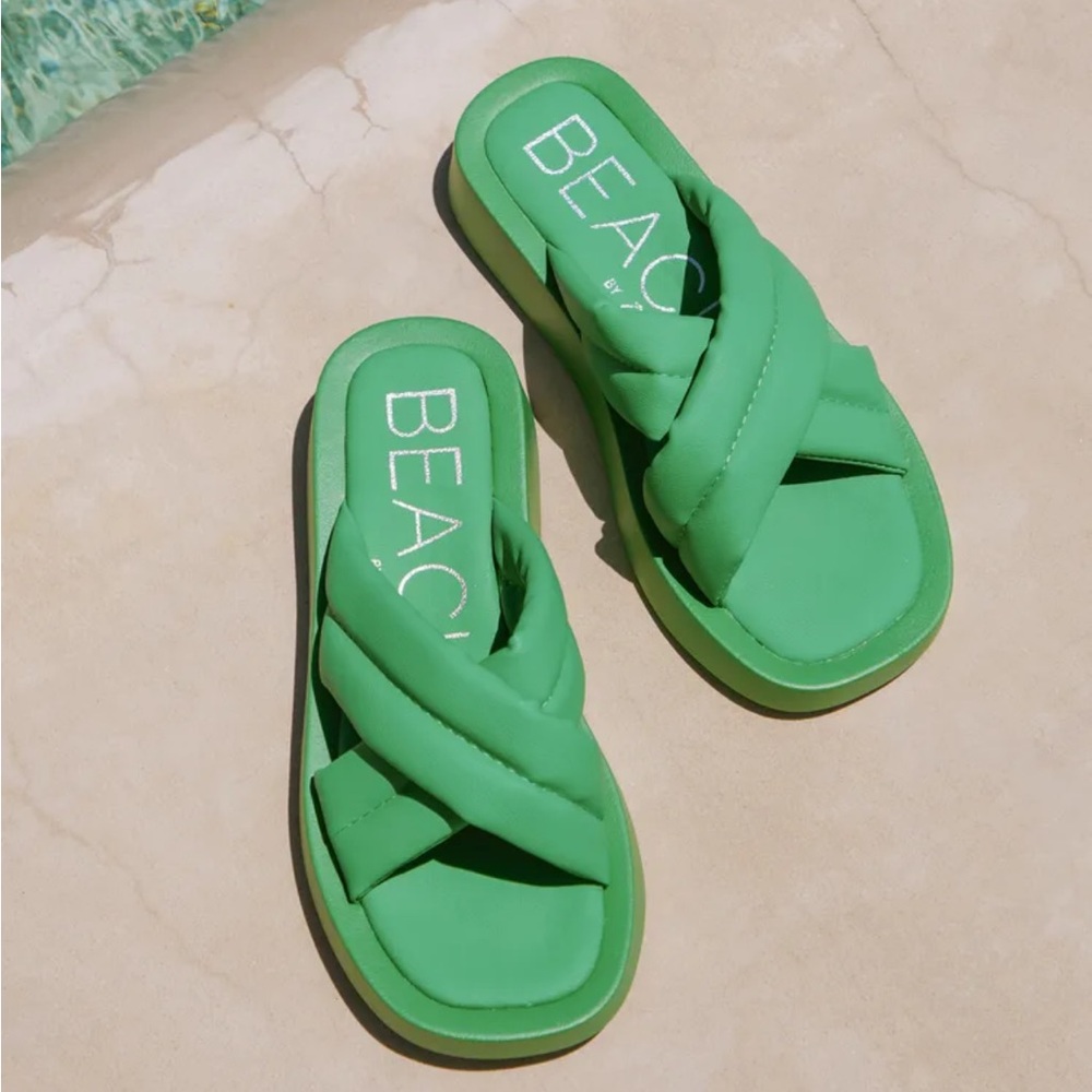 Piper Green Flatform Slide Sandals